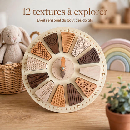Éveilbois — Horloge sensorielle Montessori en bois 2-en-1